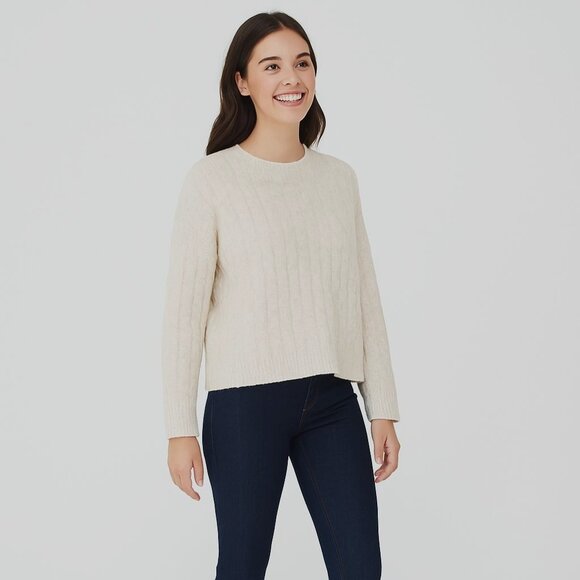 2/$30 ZARA Small Cable Knit Sweater Cream Acrylic/Wool Blend - Picture 1 of 10